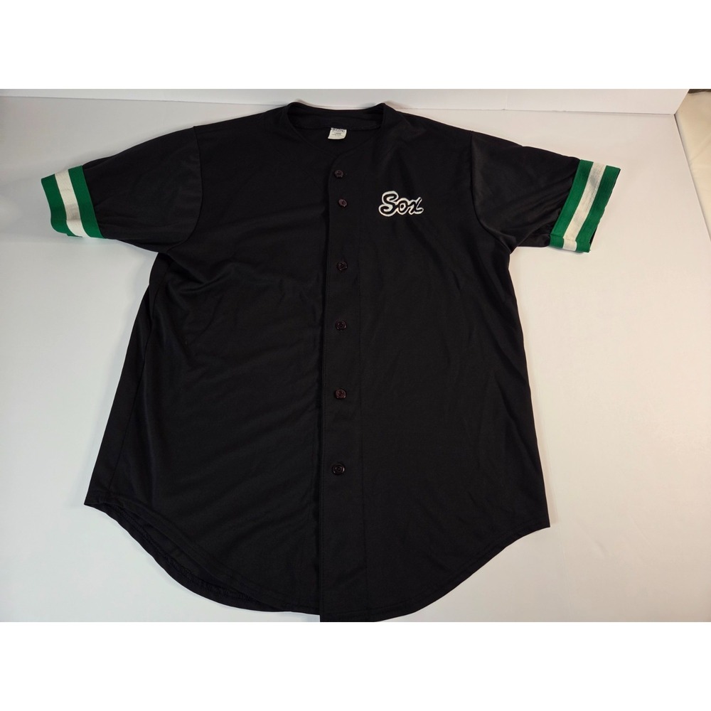 Vintage Soxs Jersey Mens Large Black Green #19 Made USA DeLong